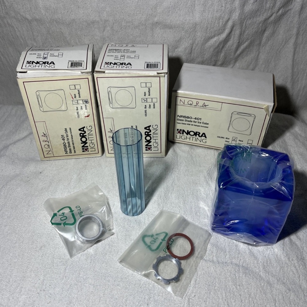 3 Nora Lighting NRS80-401 (Blue) Ice Cube Glass Shade For Dual Effect New In Box